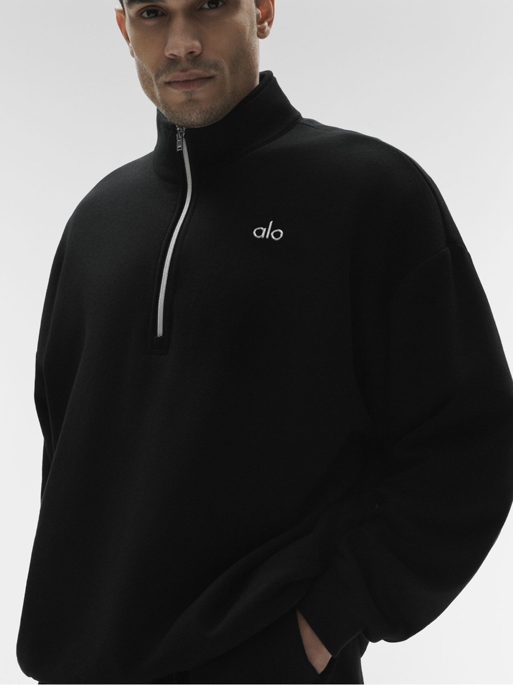 ALO Accolade Men’s Black 1/4-Zip Pullover Sweatshirt FITS LIKE L